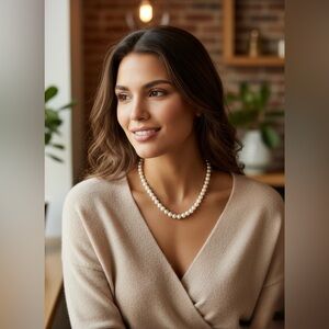 1980’s 1990’s Natural White Shiny Weighted Pearl Necklace Clasp Classic